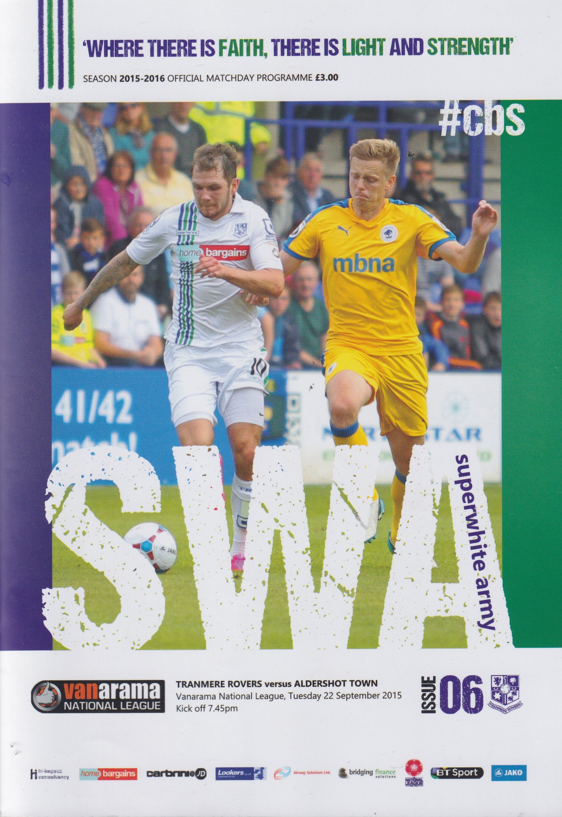 Tranmere Rovers v Aldershot match programme